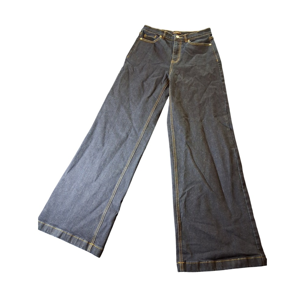 J.McLaughlin Womens Wide Leg Jeans Dark Wash High Rise Indigo Size 4